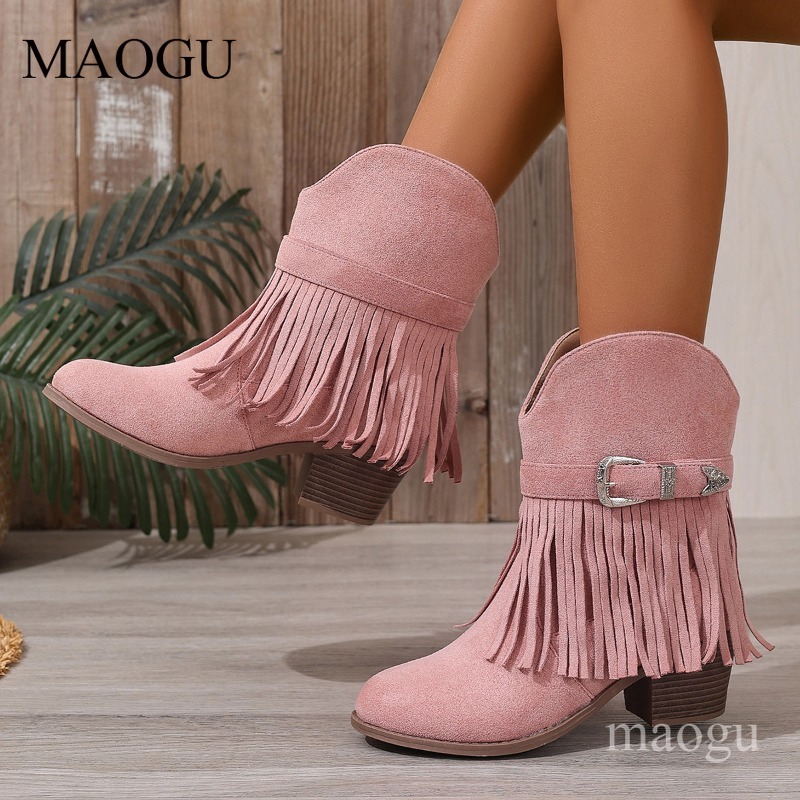 Western Cowgirl Boot - Bottines Western en Daim à Franges