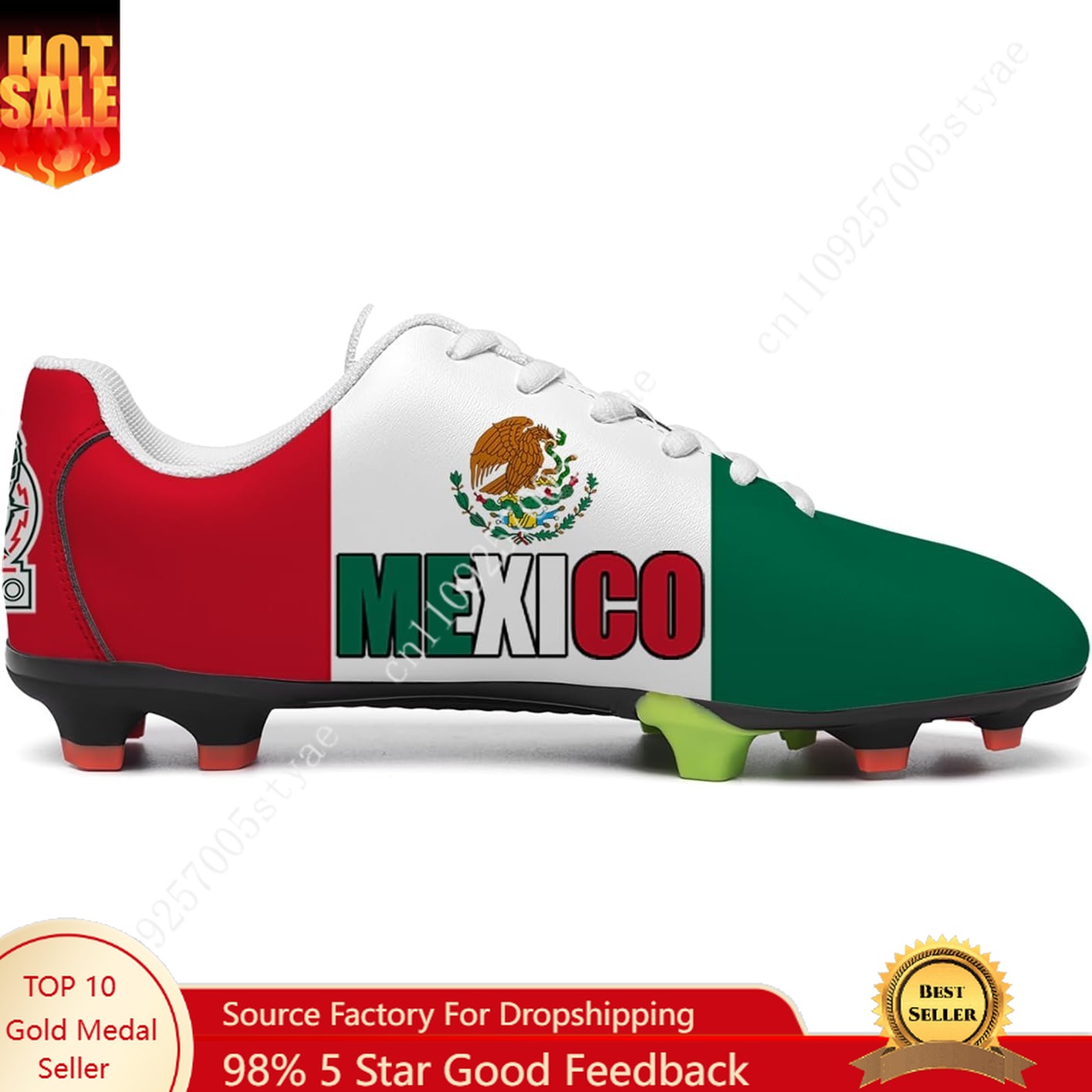 Oxford Lace Up Women - Chaussures de football mexicaines avec drapeau