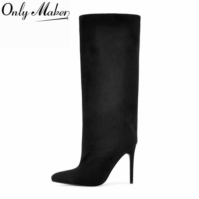 Women'S Shoes Wide Width - Onlymaker Bottes noires en faux daim,
