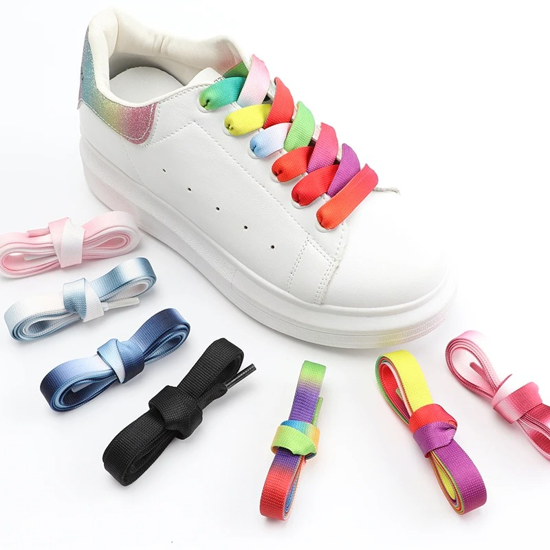 Women Shoes Mk - Lacets plats dégradés arc-en-ciel, 1.2CM de