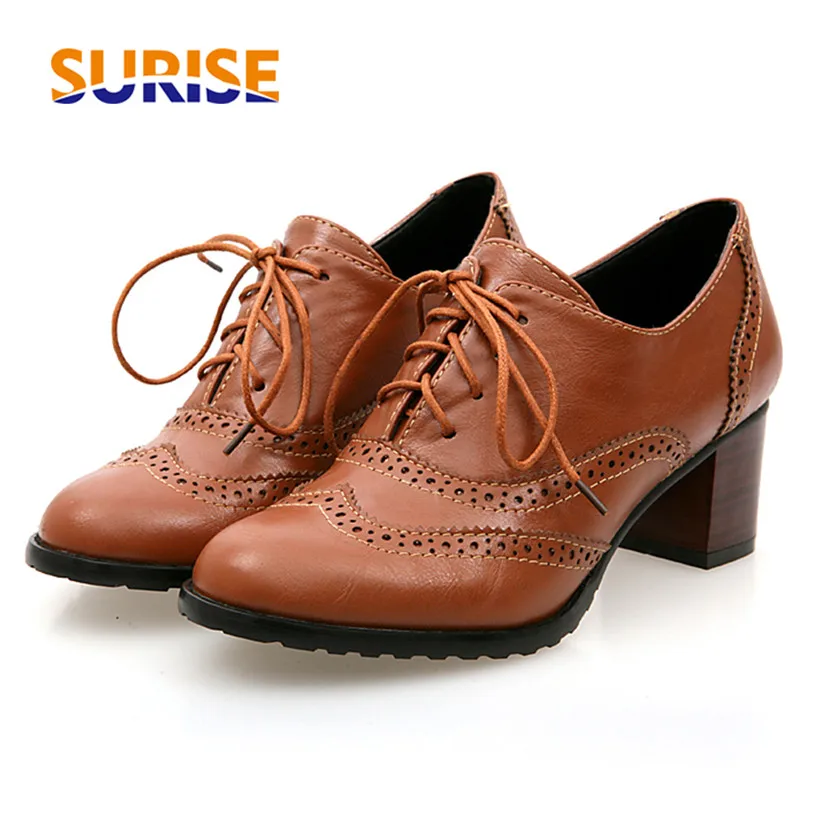 Oxford Lace Up Women - Escarpins britanniques à talons hauts pour
