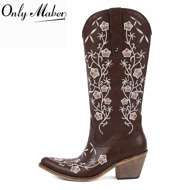 Western Cowgirl Boot - Onlymaker Bottes de cowgirl rétro à