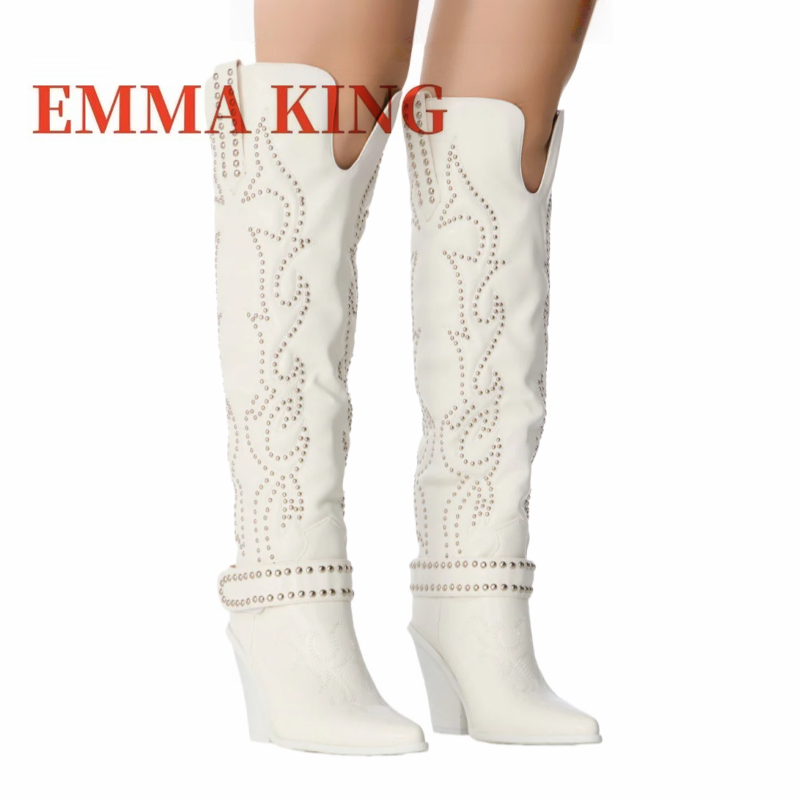 Western Cowgirl Boot - Bottes hautes à rivets pour femmes,