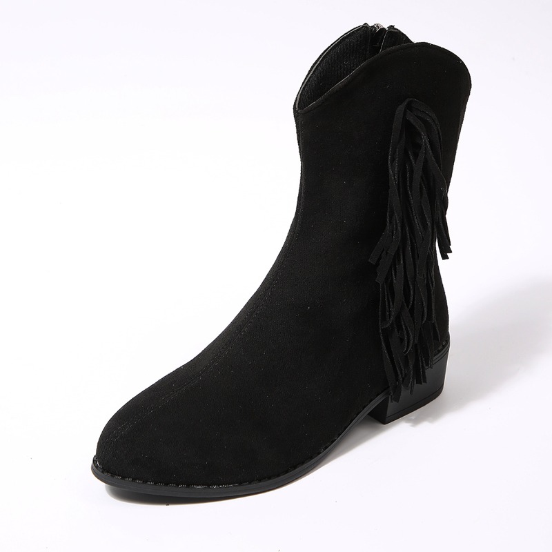 Women'S Shoes Wide Width - Bottes courtes en daim à franges
