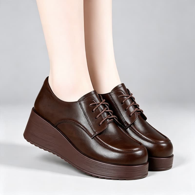 Chaussures compensées en cuir  - Oxford Lace Up Women avis et prix