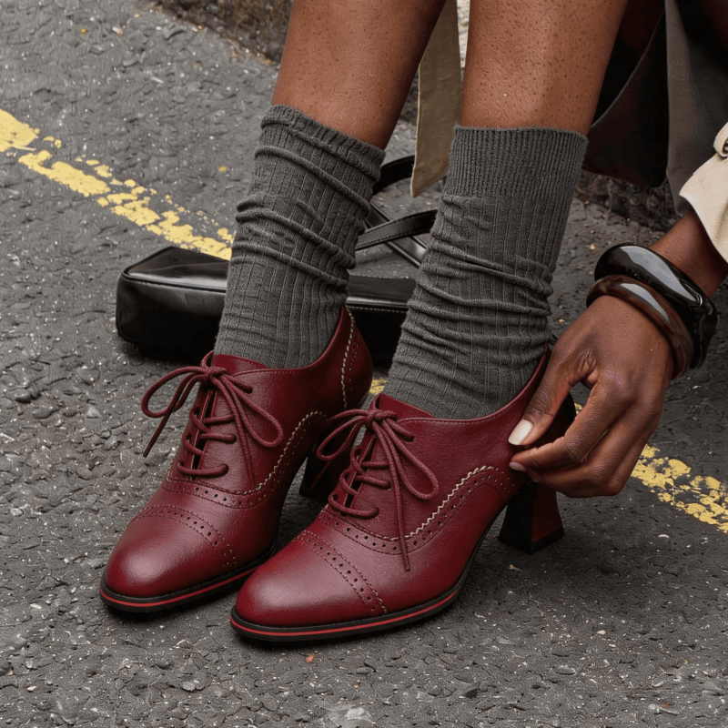 Chaussures Oxford à talons mi- - Oxford Lace Up Women avis et prix