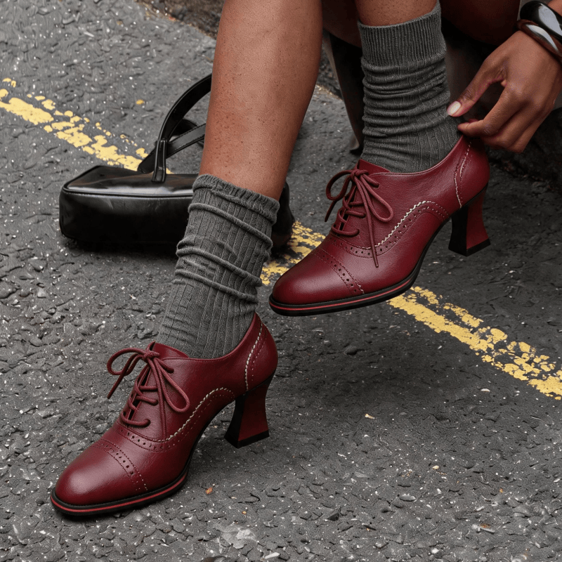 Chaussures Oxford à talons mi- - Oxford Lace Up Women avis et prix