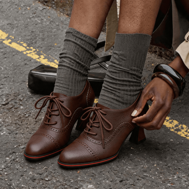 Chaussures Oxford à talons mi- - Oxford Lace Up Women avis et prix